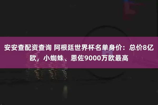 安安查配资查询 阿根廷世界杯名单身价：总价8亿欧，小蜘蛛、恩佐9000万欧最高